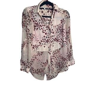 Candies Blouse Women Size Small Cherry Blossom Pink Cottage Core Boho